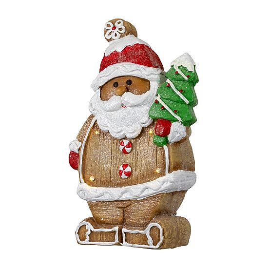 Northlight 16" Lighted Gingerbread Santa With Frosted Tree Christmas Figurine