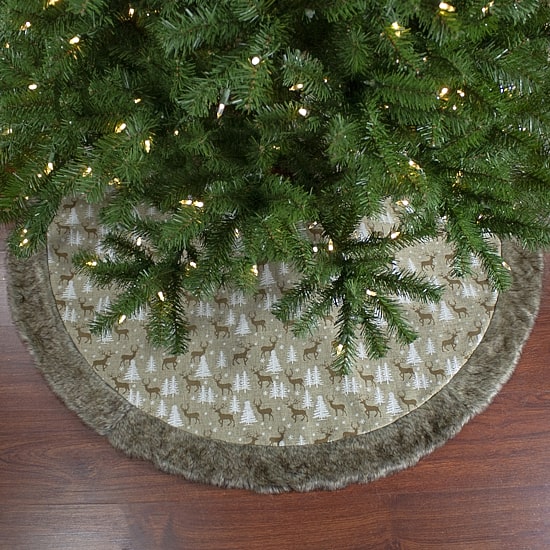 Northlight 48" Knit Deer And Tree Indoor Tree Skirt