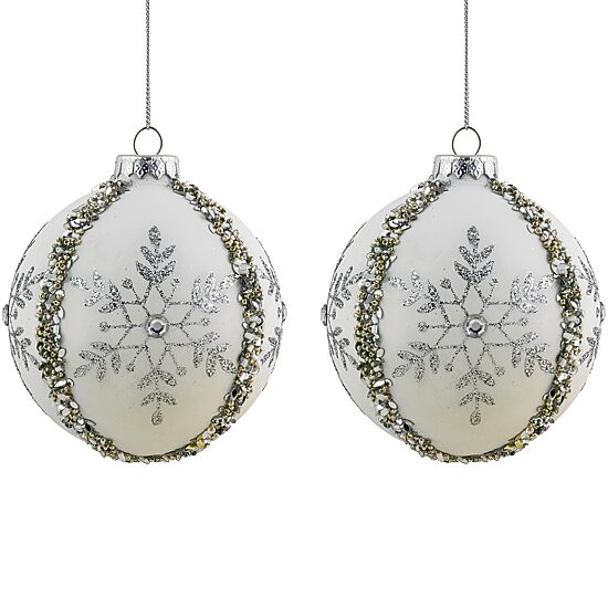 Northlight 4" Matte Sequin Glitter Snowflake Glass Christmas Ornament