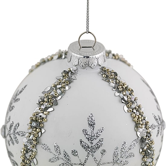 Northlight 4" Matte Sequin Glitter Snowflake Glass Christmas Ornament