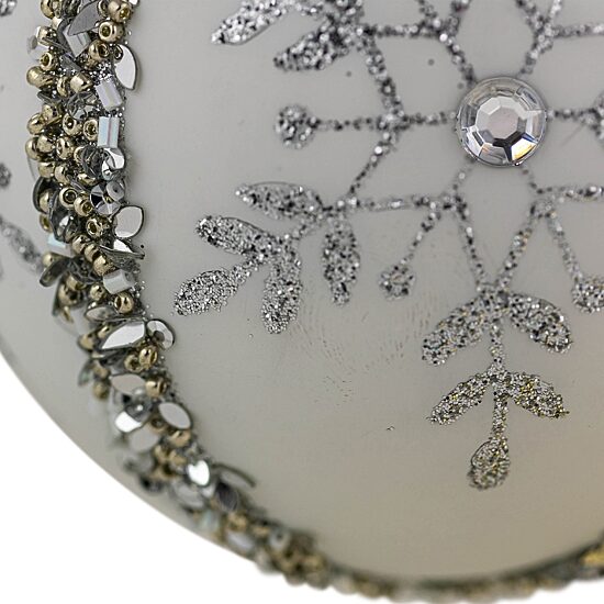 Northlight 4" Matte Sequin Glitter Snowflake Glass Christmas Ornament