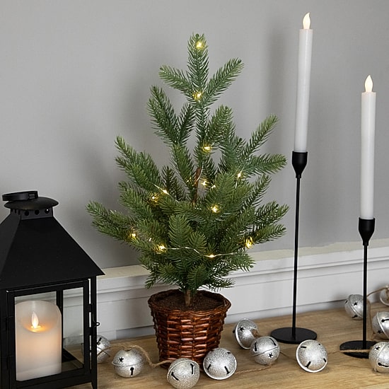 Northlight 20" Pre Lit Artificial Pine With Basket Base 1 1/2 Feet Pine Christmas Tree