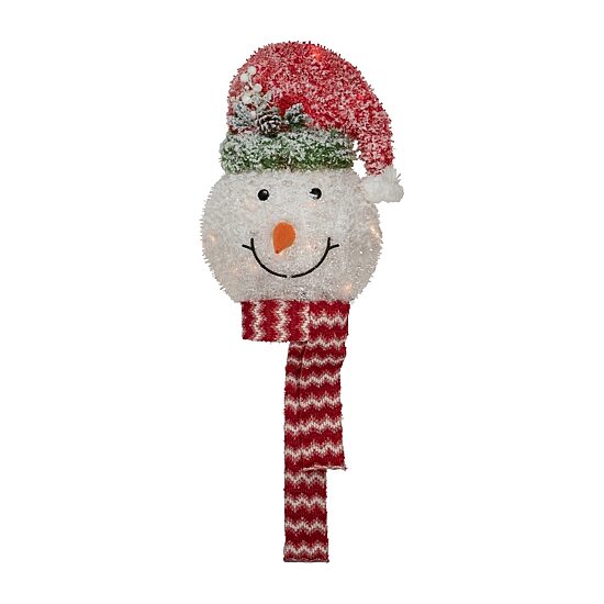Northlight 22" Lighted Snowman Wearing A Frosted Hat With Pine Christmas Tree Topper