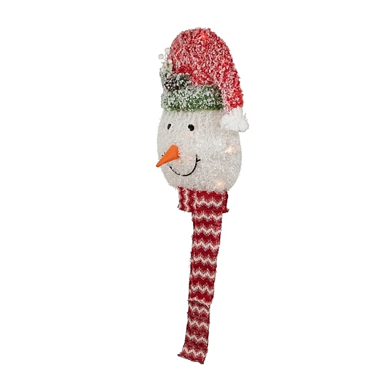 Northlight 22" Lighted Snowman Wearing A Frosted Hat With Pine Christmas Tree Topper