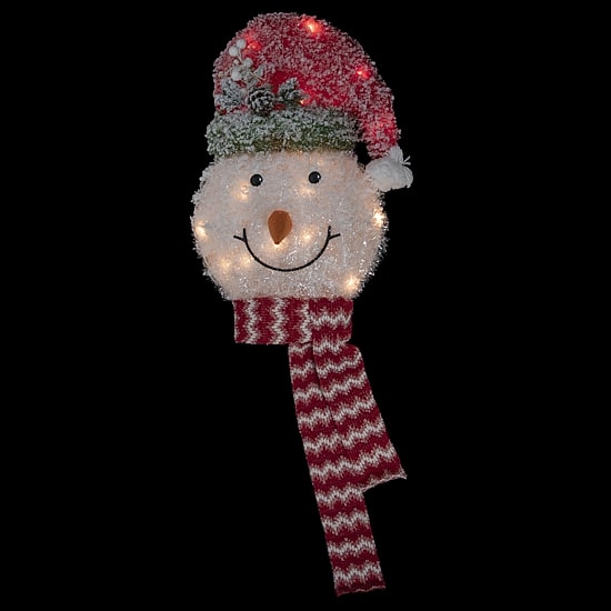 Northlight 22" Lighted Snowman Wearing A Frosted Hat With Pine Christmas Tree Topper