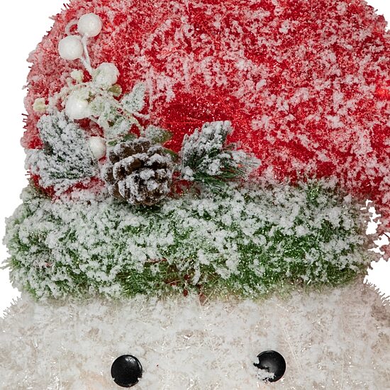 Northlight 22" Lighted Snowman Wearing A Frosted Hat With Pine Christmas Tree Topper
