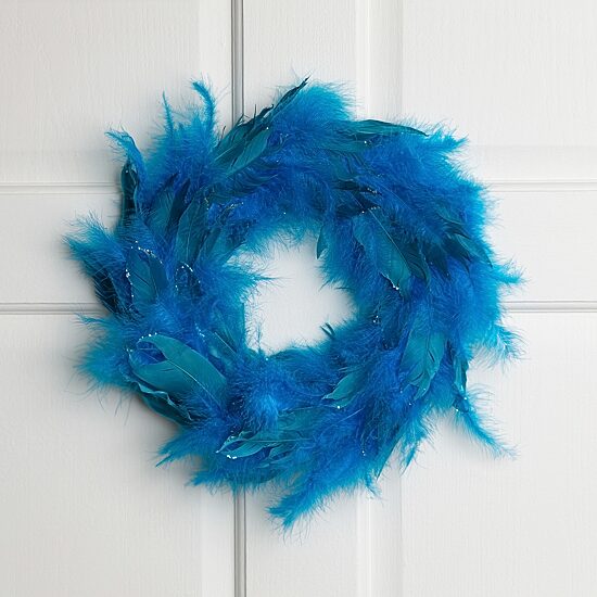Northlight 15" Two Tone Feathers Glittered Wreath