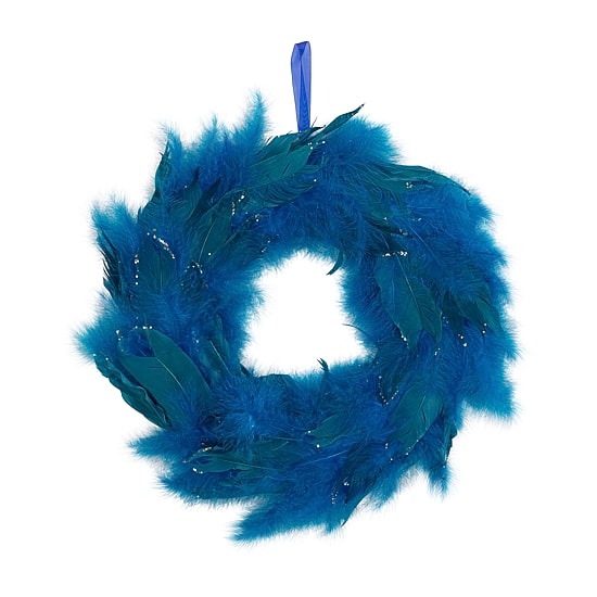 Northlight 15" Two Tone Feathers Glittered Wreath