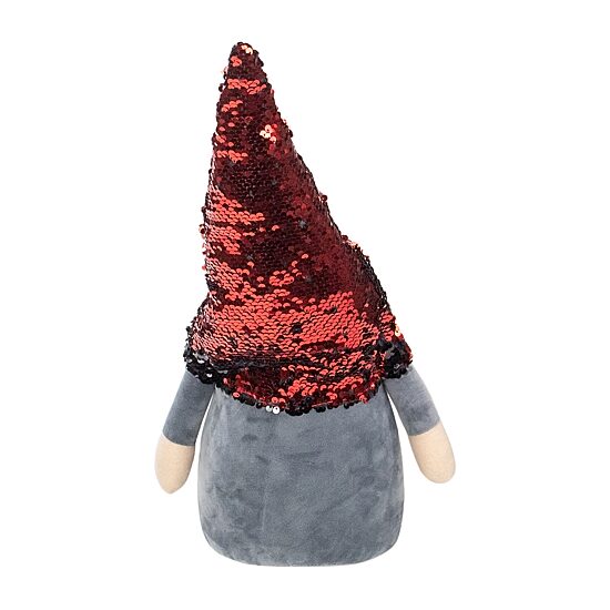 Northlight 18" Red And Gray Gnome With Flip Sequin Hat Christmas Gnome