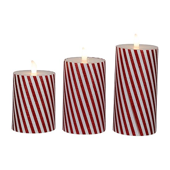 Northlight 6" Led Flickering Flameless Candy Cane Striped Wax Pillar Flameless Candle