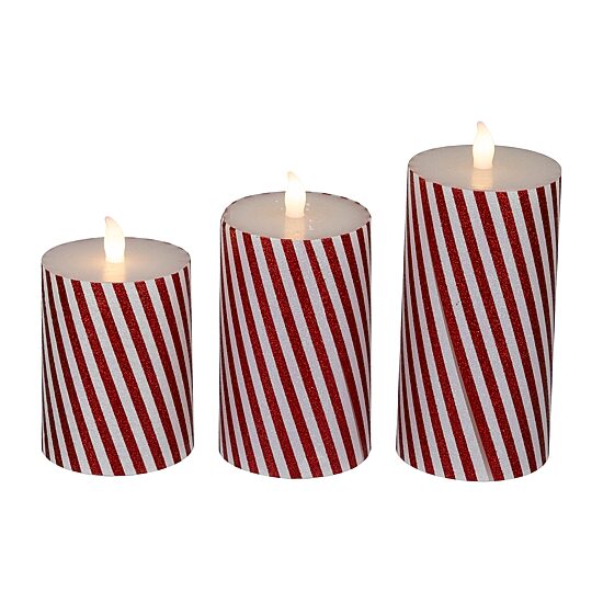 Northlight 6" Led Flickering Flameless Candy Cane Striped Wax Pillar Flameless Candle