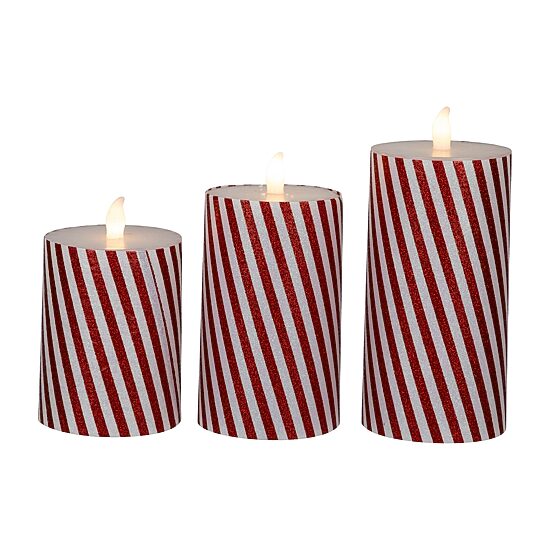 Northlight 6" Led Flickering Flameless Candy Cane Striped Wax Pillar Flameless Candle