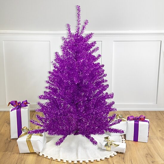 Northlight 7ft Metallic Purple Tinsel 4 1/2 Foot Christmas Tree