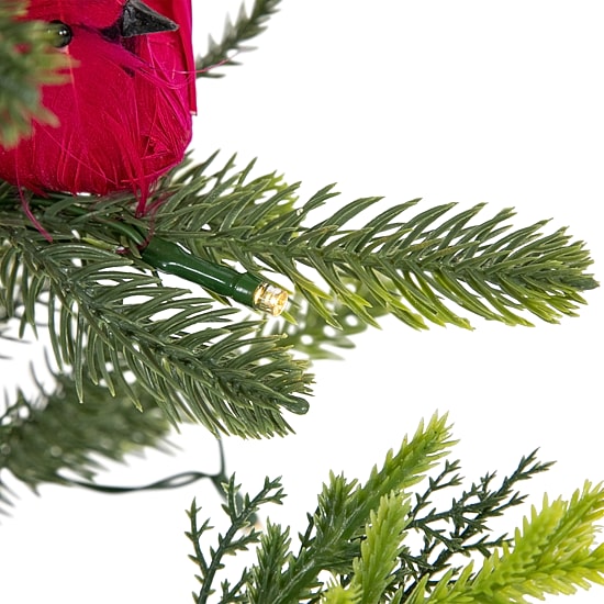 Northlight 2ft Pre Lit Led Mixed Pine With Berries And Cardinals 2 Foot Pine Christmas Tree