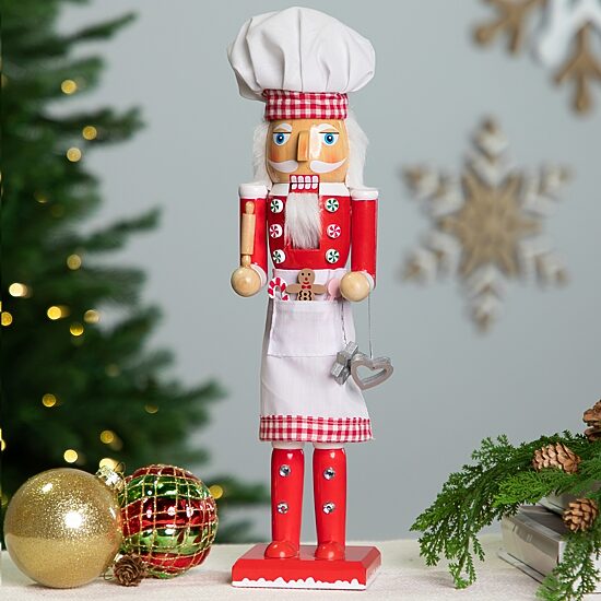 Northlight 15" Baker With Rolling Pin Wood Christmas Nutcracker