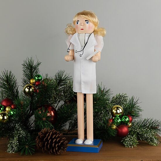Northlight 15" Nurse With Stethoscope Wooden Wood Christmas Nutcracker