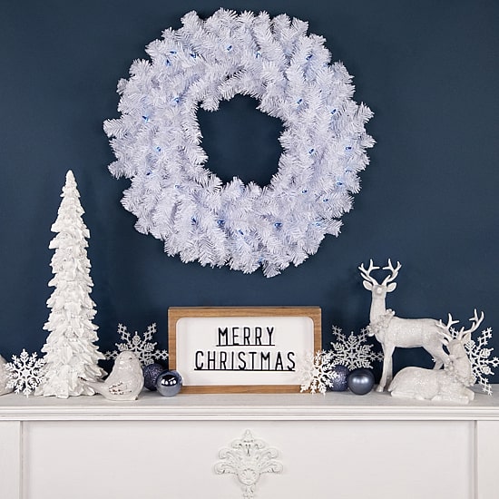Northlight 24" Pre Lit Geneva Spruce Artificial Wreath