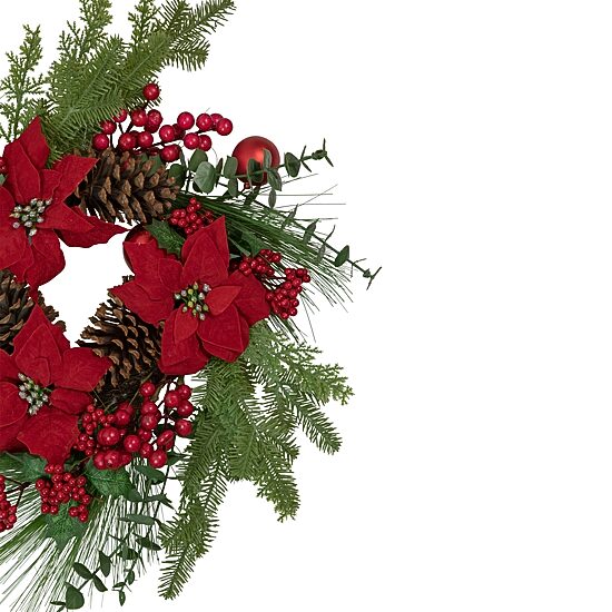 Northlight 22" Berry And Poinsettia Artificial Wreath