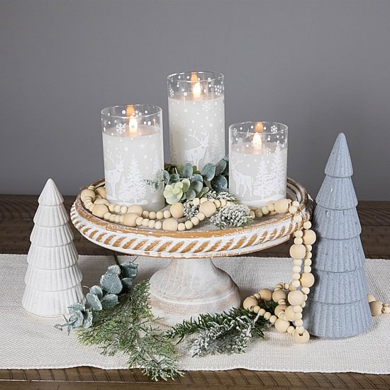 Northlight 6" Led Flameless Flickering Snowy Woodland Glass Flameless Candle