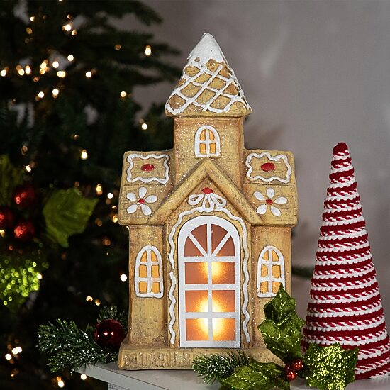 Northlight 16" Led Lighted Gingerbread House With Icing Accents Gingerbread House