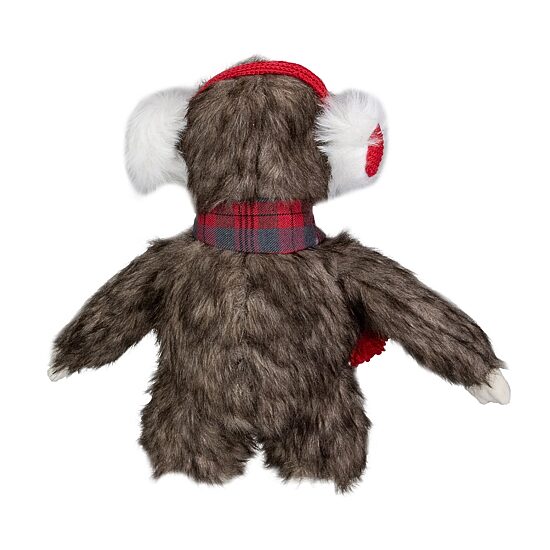 Northlight 12" Plush Sitting Winter Sloth With Plaid And Pom Pom Scarf Christmas Figurine