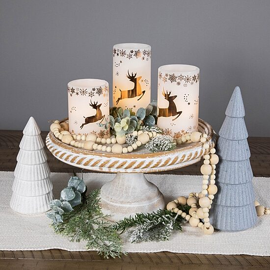 Northlight 6" Led Reindeer Flameless Flickering Wax Pillar Flameless Candle