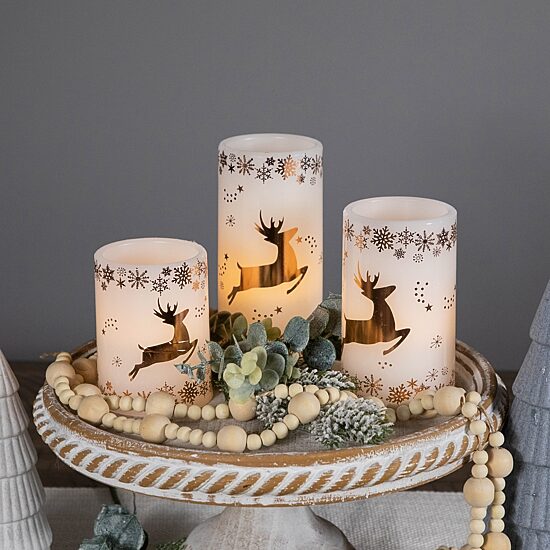Northlight 6" Led Reindeer Flameless Flickering Wax Pillar Flameless Candle