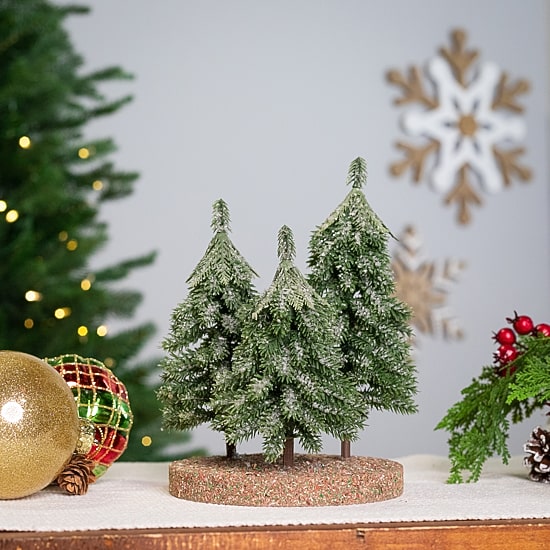 Northlight 8" Icy Downswept Pine Trio Of 1 Foot Pine Christmas Tree