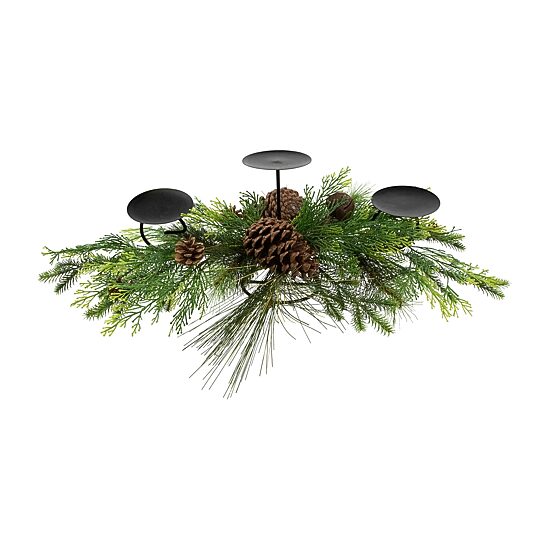 Northlight 30"Jingle Bell And Pine Cones Pillar Candle Holder