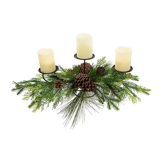 Northlight 30"Jingle Bell And Pine Cones Pillar Candle Holder