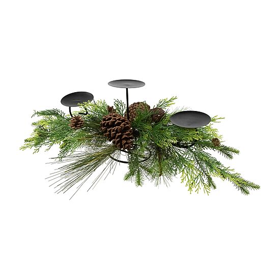 Northlight 30"Jingle Bell And Pine Cones Pillar Candle Holder