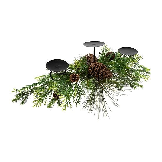 Northlight 30"Jingle Bell And Pine Cones Pillar Candle Holder