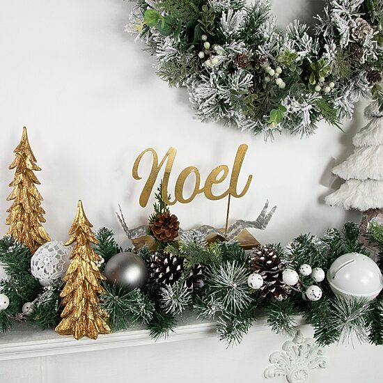 Northlight 11" Pine Foliage And Pine Cone "Noel" Christmas Tabletop Decor
