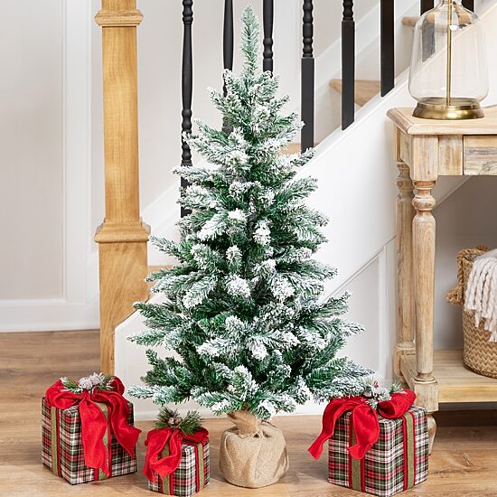 Northlight 3ft Frosted Pine In Burlap Base 3 1/2 Foot Pine Christmas Tree