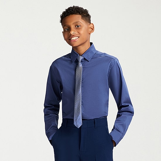 Van Heusen Little & Big Kid Boys Long Sleeve Point Collar Shirt + Tie Set