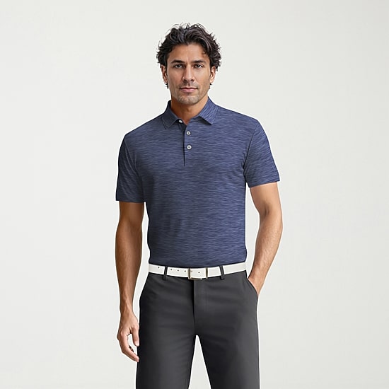 PGA TOUR Airflux Heathered Mens Short Sleeve Polo Shirt