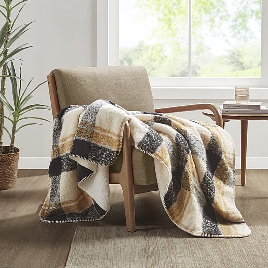 Woolrich Bloomington Faux Mohair To Sherpa Throw