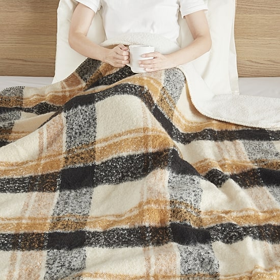 Woolrich Bloomington Faux Mohair To Sherpa Throw