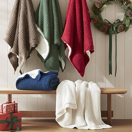 Madison Park Eden Waffle Knit Chenille Throw