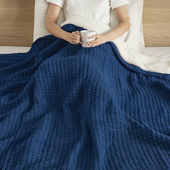 Madison Park Eden Waffle Knit Chenille Throw