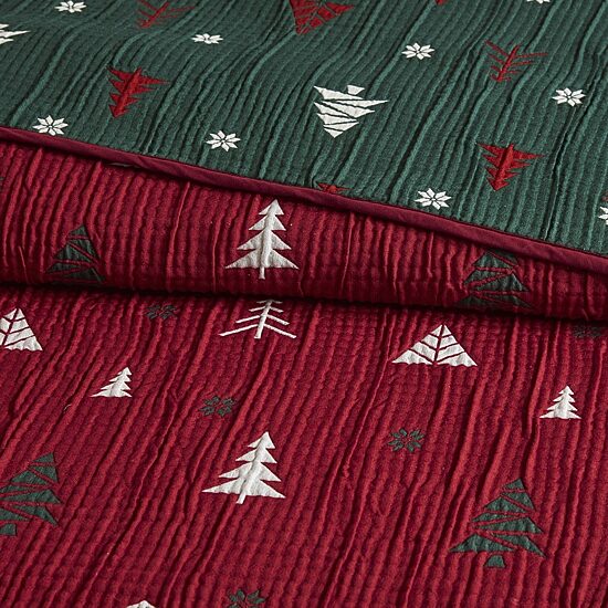 Madison Park Holly Christmas Jacquard 2 Piece Throw & Pillow Set