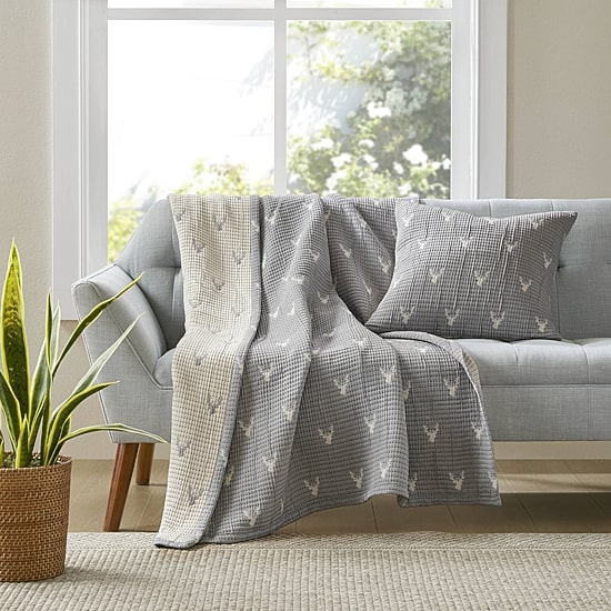 Woolrich Keystone Jacquard Reversible 2 Piece Throw & Pillow Set