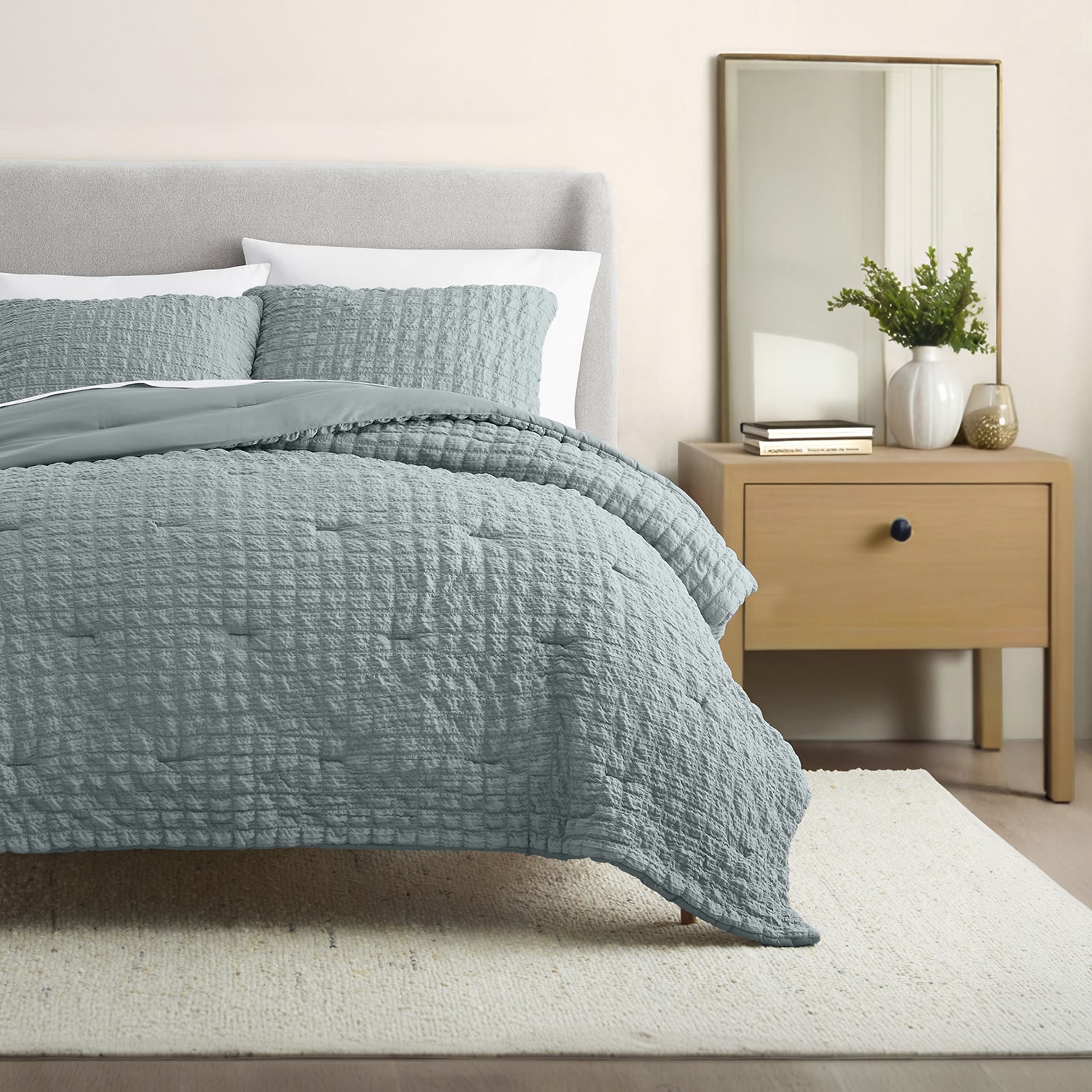 Casual Comfort Textured Seersucker Down Alternative Lightweight Comforter Set