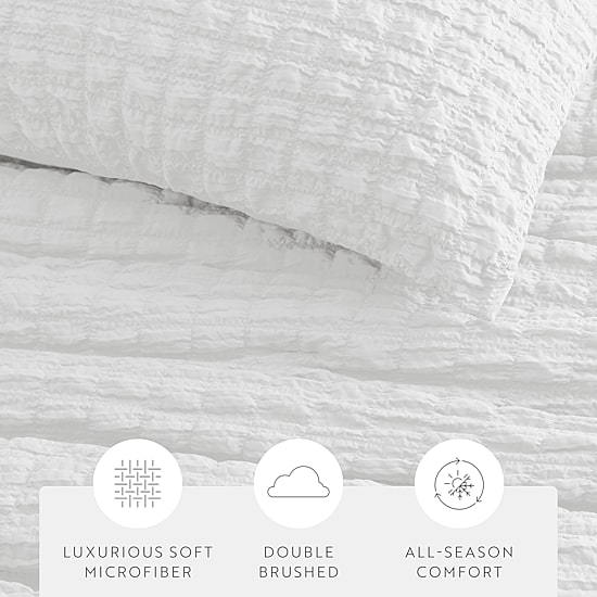 Casual Comfort Textured Seersucker Down Alternative Lightweight Comforter Set