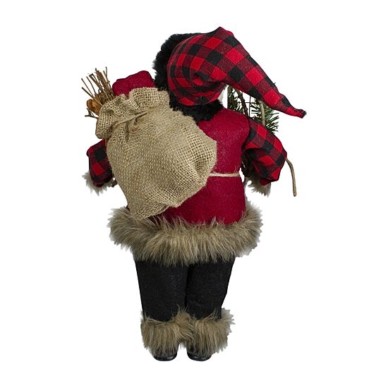 Northlight 18" Standing Santa With Snow Shoes And Bear Christmas Figurine
