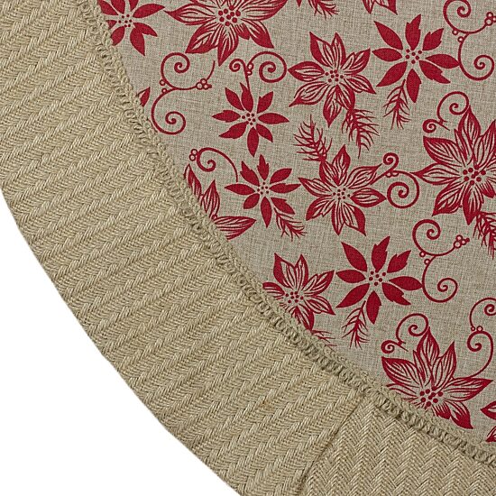Northlight 48" Rustic Burlap Poinsettia Indoor Tree Skirt