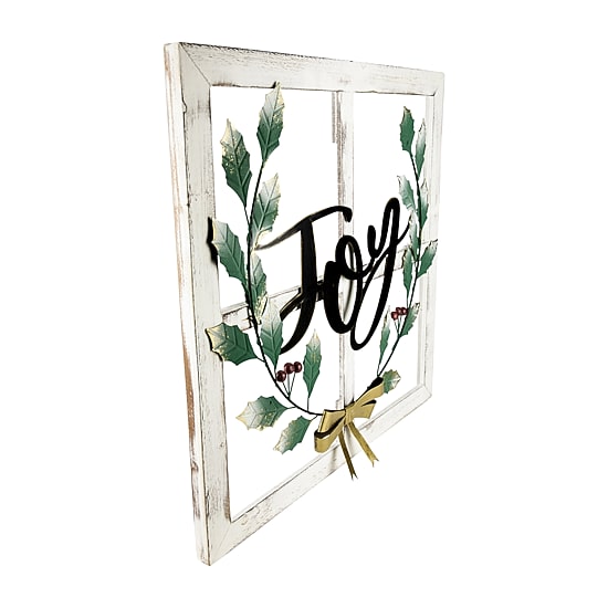 Northlight 24" Joy Window Frame With Holly Wall Sign