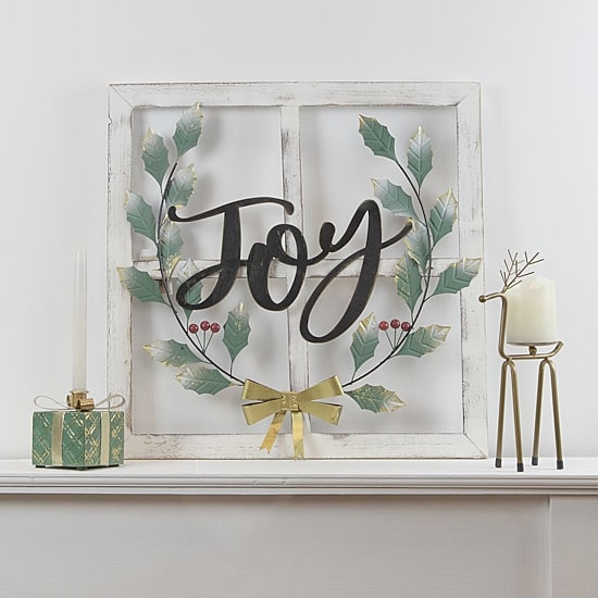 Northlight 24" Joy Window Frame With Holly Wall Sign