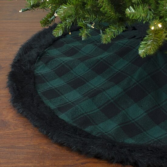 Northlight 48" Plaid With Faux Fur Indoor Tree Skirt