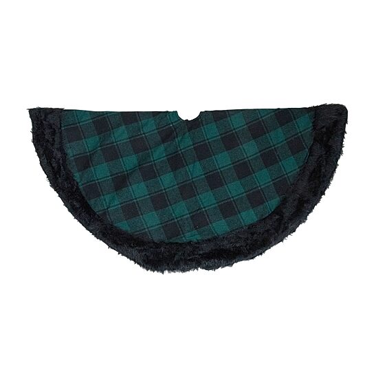 Northlight 48" Plaid With Faux Fur Indoor Tree Skirt